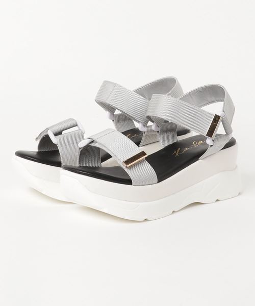 KOBE LETTUCE（コウベレタス）の「厚底ベルクロスポーツスニーカーサンダル（サンダル・レディース・ブラック/グレー/カーキ/ブラック系その他/ベージュ・S/M/L/LL）」の22枚目の写真