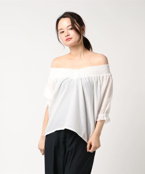 E Hyphen World Gallery イーハイフンワールドギャラリー の オフショルプルオーバー Tシャツ カットソー Wear