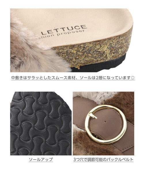 KOBE LETTUCE（コウベレタス）の「エコファーベルトフラットサンダル＊レディース/シューズ[I1607]神戸レタス（サンダル・レディース・ホワイト/ブラック/ブラウン/グレー・LL/S/M/L）」の14枚目の写真