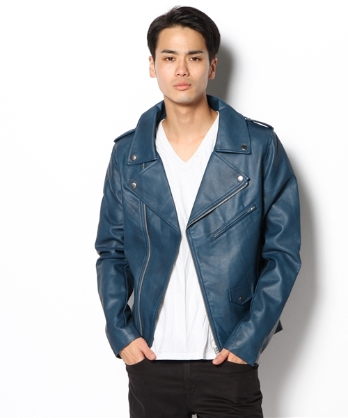 WEGO（ウィゴー）の「WEGO/フェイクレザーダブルライダースジャケット（ライダースジャケット・メンズ・ホワイト/ブラック/ブルー・MEDIUM/LARGE）」の7枚目の写真