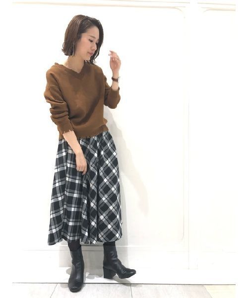 YECCA VECCA(イェッカヴェッカ)の「・チェック柄フレアスカート(スカート・レディース・ブラック/レッド/グリーン・FREE)」の2枚目の写真