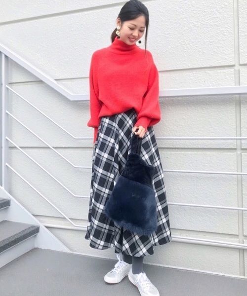 YECCA VECCA(イェッカヴェッカ)の「・チェック柄フレアスカート(スカート・レディース・ブラック/レッド/グリーン・FREE)」の18枚目の写真