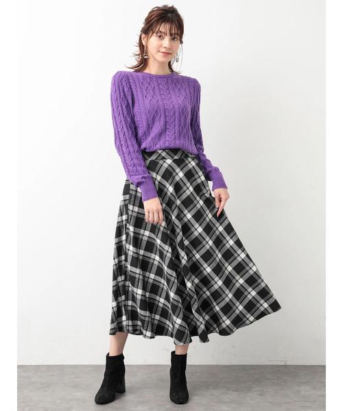 YECCA VECCA(イェッカヴェッカ)の「・チェック柄フレアスカート(スカート・レディース・ブラック/レッド/グリーン・FREE)」の10枚目の写真