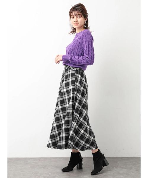 YECCA VECCA(イェッカヴェッカ)の「・チェック柄フレアスカート(スカート・レディース・ブラック/レッド/グリーン・FREE)」の8枚目の写真