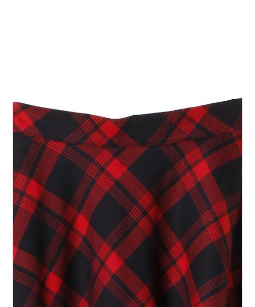 YECCA VECCA(イェッカヴェッカ)の「・チェック柄フレアスカート(スカート・レディース・ブラック/レッド/グリーン・FREE)」の6枚目の写真