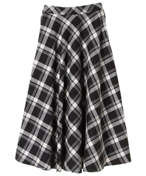 YECCA VECCA(イェッカヴェッカ)の「・チェック柄フレアスカート(スカート・レディース・ブラック/レッド/グリーン・FREE)」の4枚目の写真