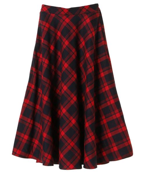 YECCA VECCA(イェッカヴェッカ)の「・チェック柄フレアスカート(スカート・レディース・ブラック/レッド/グリーン・FREE)」の5枚目の写真