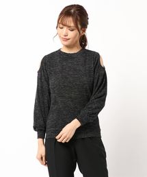 肩開きニットソートップス