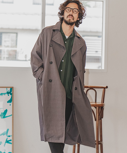 CAMBIO(カンビオ)の「mj6185-Light Cotton Casual Trench Coat トレンチコート(トレンチコート・メンズ・チャコール/ベージュ/ブラック/ブルー系その他・S/M/L)」の2枚目の写真