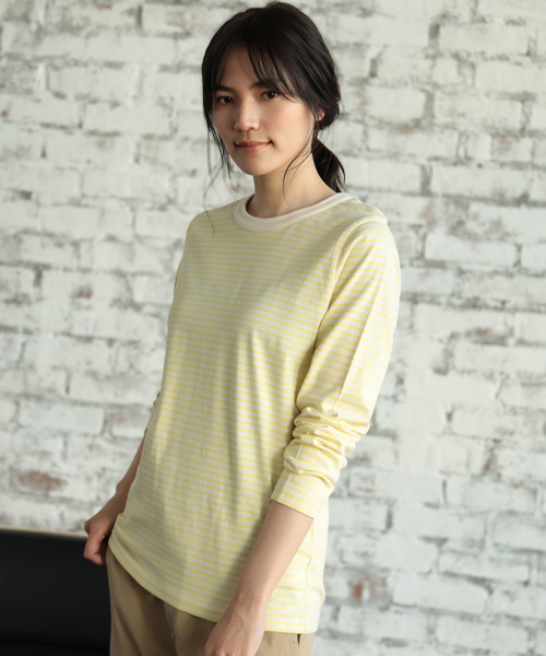 AMERICAN HOLIC（アメリカンホリック）の「ベーシッククルーネックプルオーバー（Tシャツ/カットソー・レディース・チャコールグレー/カーキ/イエロー/ブルー/ホワイト系その他/その他7/ホワイト系その他4/ブルー系その他2・M/L）」の7枚目の写真