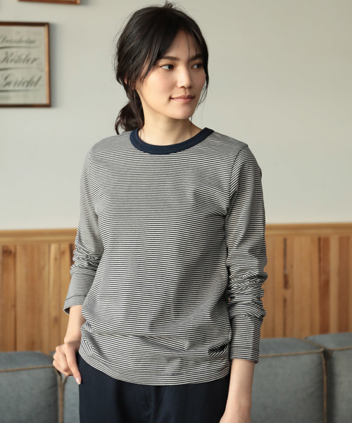 AMERICAN HOLIC（アメリカンホリック）の「ベーシッククルーネックプルオーバー（Tシャツ/カットソー・レディース・チャコールグレー/カーキ/イエロー/ブルー/ホワイト系その他/その他7/ホワイト系その他4/ブルー系その他2・M/L）」の6枚目の写真