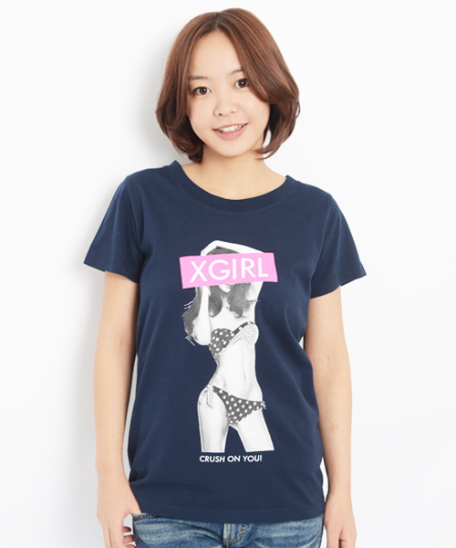 X-girl(エックスガール)の「SUMMER GIRL S/S TEE(Tシャツ/カットソー・レディース・ホワイト/ブラック/アッシュグレー/ネイビー/ライトブルー・1/2)」の5枚目の写真