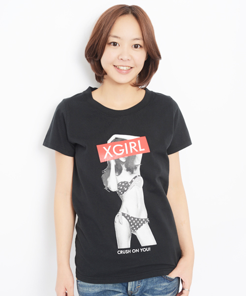 X-girl(エックスガール)の「SUMMER GIRL S/S TEE(Tシャツ/カットソー・レディース・ホワイト/ブラック/アッシュグレー/ネイビー/ライトブルー・1/2)」の3枚目の写真