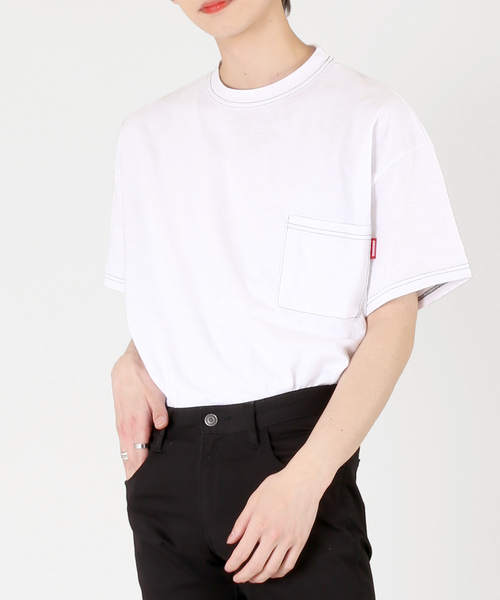 DING(ディング)の「DING/ステッチポケットTシャツ(Tシャツ/カットソー)」|ホワイト