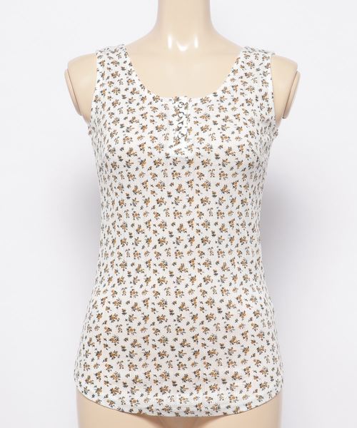 archives（アルシーヴ）の「小花プリントヘンリータンク（Tシャツ/カットソー・レディース・ネイビー/マスタード/ワイン・MEDIUM）」の2枚目の写真