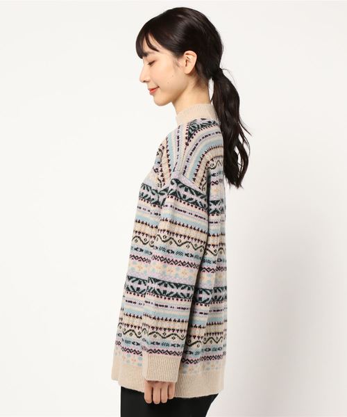 LOWRYS FARM(ローリーズファーム)の「キカジャガードプルオーバー 860064(ニット/セーター・レディース・ブラック/ベージュ/ブラウン・FREE)」の5枚目の写真