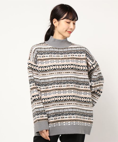 LOWRYS FARM(ローリーズファーム)の「キカジャガードプルオーバー 860064(ニット/セーター・レディース・ブラック/ベージュ/ブラウン・FREE)」の9枚目の写真