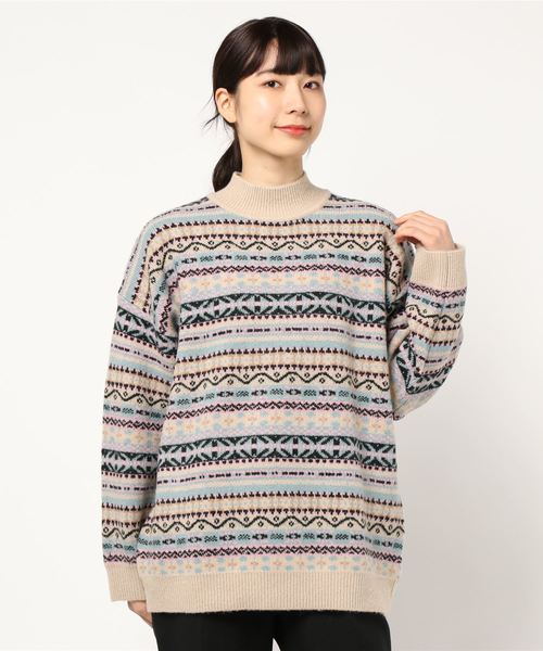 LOWRYS FARM(ローリーズファーム)の「キカジャガードプルオーバー 860064(ニット/セーター・レディース・ブラック/ベージュ/ブラウン・FREE)」の8枚目の写真