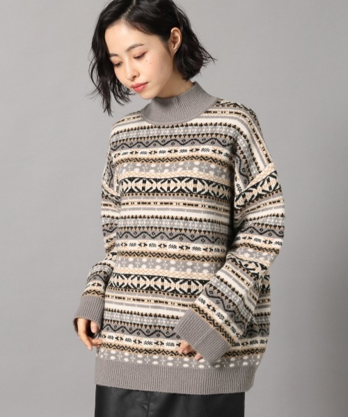 LOWRYS FARM(ローリーズファーム)の「キカジャガードプルオーバー 860064(ニット/セーター・レディース・ブラック/ベージュ/ブラウン・FREE)」の6枚目の写真