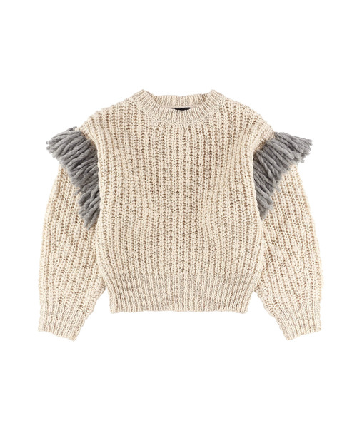 ALEXIA STAM（アリシアスタン）の「Fringe Sleeve Knit Top/フリンジ 