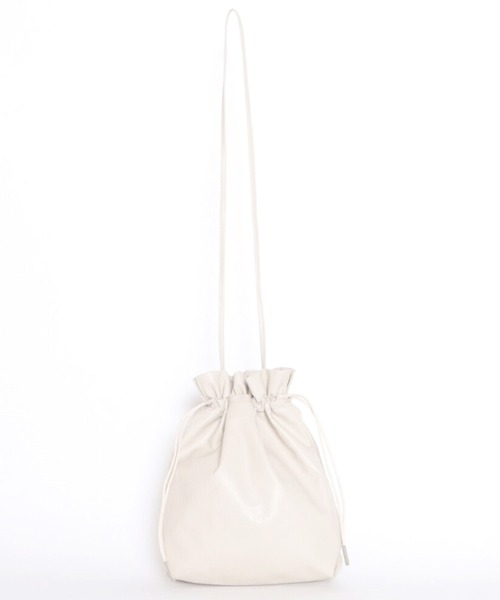 archives（アルシーヴ）の「合皮巾着BAG（ショルダーバッグ・レディース・アイボリー/ブラック/ベージュ・MEDIUM）」の2枚目の写真