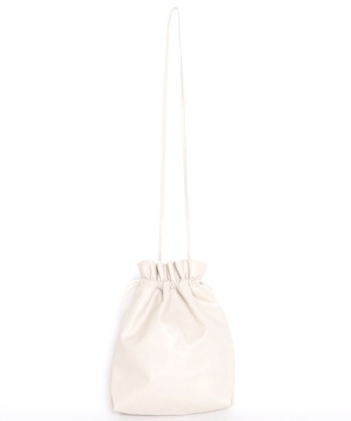 archives（アルシーヴ）の「合皮巾着BAG（ショルダーバッグ・レディース・アイボリー/ブラック/ベージュ・MEDIUM）」の4枚目の写真