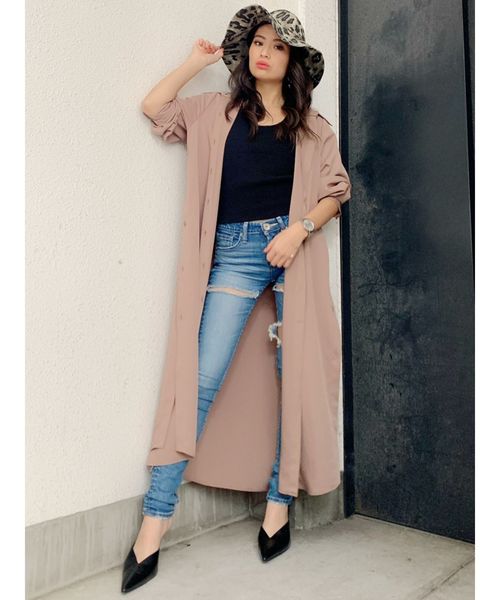 GYDA（ジェイダ）の「ロングスリット2WAYシャツ（シャツ/ブラウス・レディース・ブラック/ベージュ/オフホワイト・FREE）」の3枚目の写真