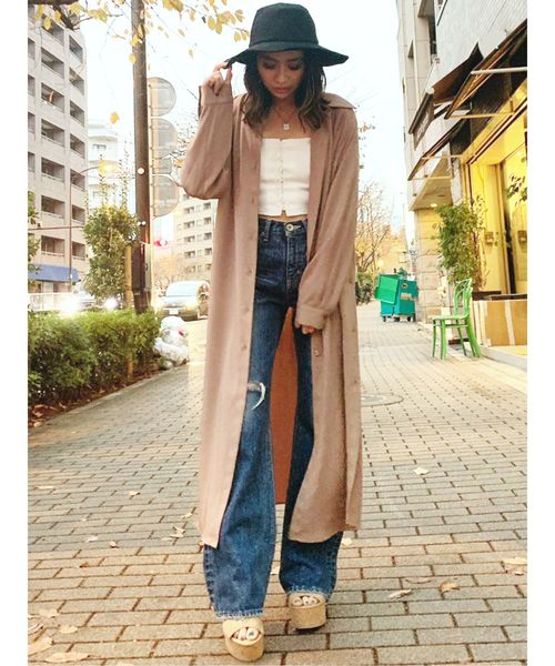 GYDA（ジェイダ）の「ロングスリット2WAYシャツ（シャツ/ブラウス・レディース・ブラック/ベージュ/オフホワイト・FREE）」の10枚目の写真