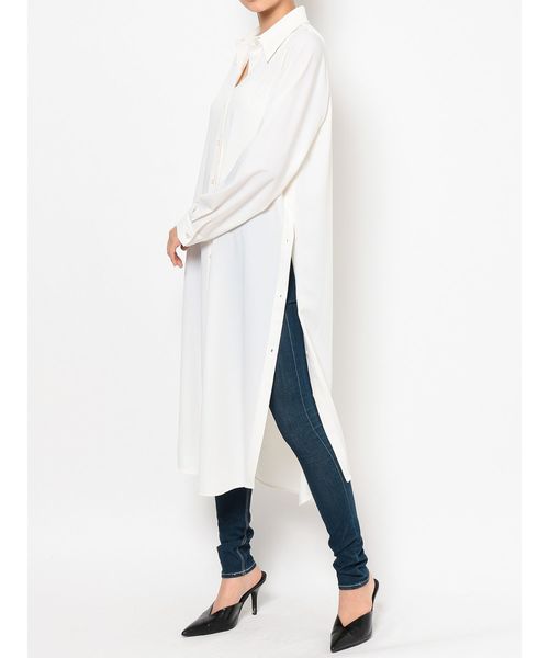 GYDA（ジェイダ）の「ロングスリット2WAYシャツ（シャツ/ブラウス・レディース・ブラック/ベージュ/オフホワイト・FREE）」の5枚目の写真