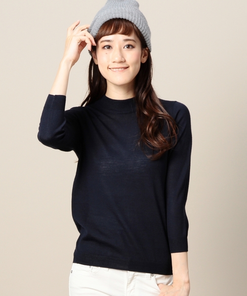 BEAUTY&YOUTH UNITED ARROWS（ビューティーアンドユースユナイテッドアローズ）の「BYTF ハイゲージハイネック7分袖ニットプルオーバー ◆（ニット/セーター・レディース・ライトグレー/ライトピンク/ネイビー・フリー）」の2枚目の写真