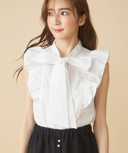 MIIA（ミーア）の「ボウタイフリルブラウス（シャツ/ブラウス・レディース・ベージュ系その他/ブルー系その他/オフホワイト・FREE）」の7枚目の写真