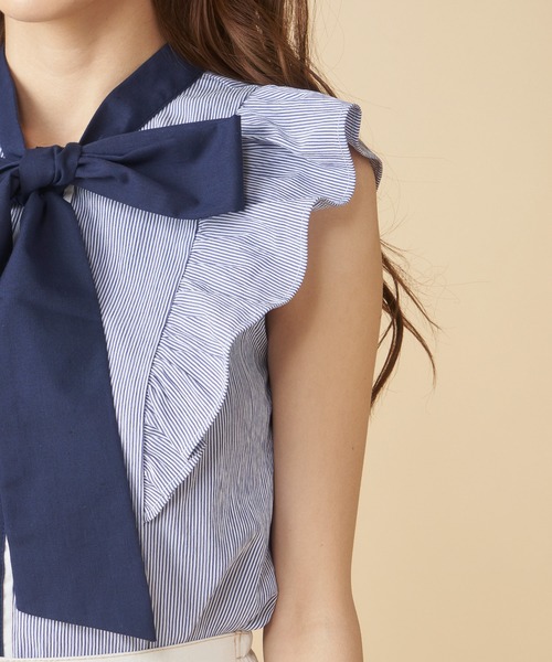 MIIA（ミーア）の「ボウタイフリルブラウス（シャツ/ブラウス・レディース・ベージュ系その他/ブルー系その他/オフホワイト・FREE）」の13枚目の写真