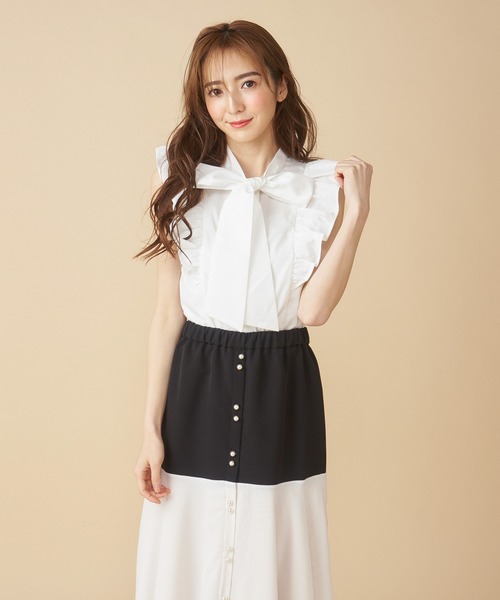 MIIA（ミーア）の「ボウタイフリルブラウス（シャツ/ブラウス・レディース・ベージュ系その他/ブルー系その他/オフホワイト・FREE）」の14枚目の写真