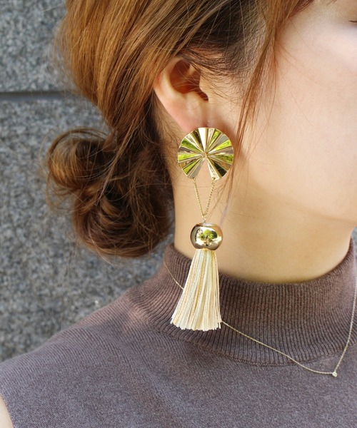 amplis（アンプリス）の「タッセルピアス/フリンジ/lotus tassel（ピアス（両耳用）・レディース・その他1/その他2/その他4/その他5/その他3/ブラウン系その他・FREE）」の7枚目の写真