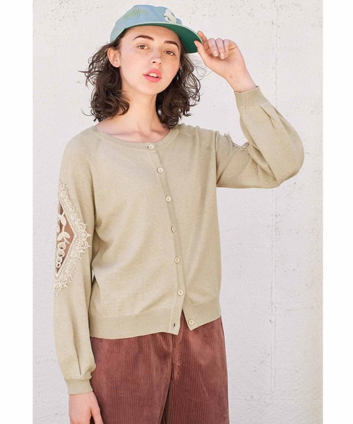 シロップ．（シロップ．）の「透け感がガーリーな　レース付きカーディガン（カーディガン/ボレロ・レディース・ネイビー/クリーム・SMALL/MEDIUM/LARGE/X-LARGE/XX-LARGE）」の2枚目の写真