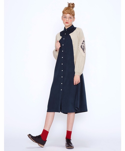 シロップ．（シロップ．）の「透け感がガーリーな　レース付きカーディガン（カーディガン/ボレロ・レディース・ネイビー/クリーム・SMALL/MEDIUM/LARGE/X-LARGE/XX-LARGE）」の3枚目の写真