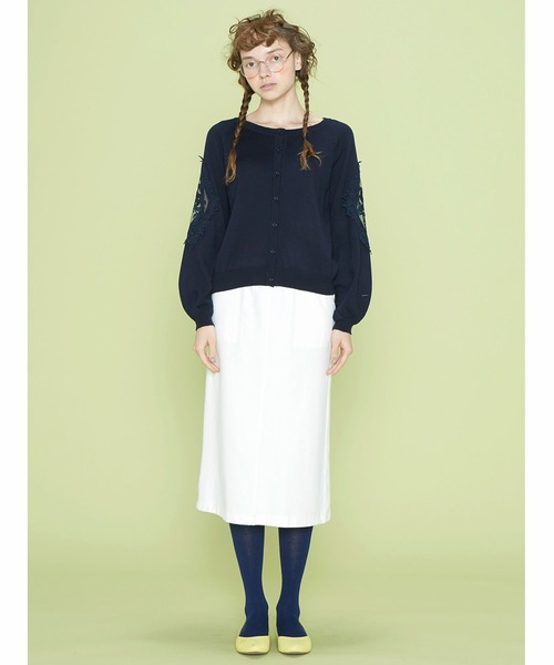 シロップ．（シロップ．）の「透け感がガーリーな　レース付きカーディガン（カーディガン/ボレロ・レディース・ネイビー/クリーム・SMALL/MEDIUM/LARGE/X-LARGE/XX-LARGE）」の6枚目の写真