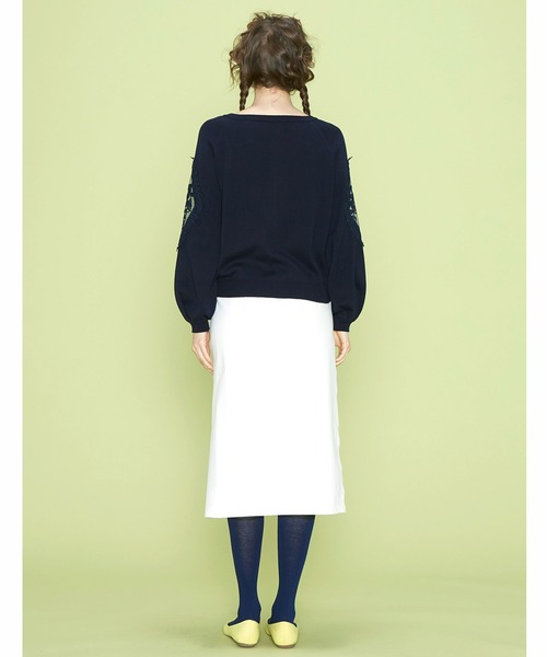 シロップ．（シロップ．）の「透け感がガーリーな　レース付きカーディガン（カーディガン/ボレロ・レディース・ネイビー/クリーム・SMALL/MEDIUM/LARGE/X-LARGE/XX-LARGE）」の8枚目の写真