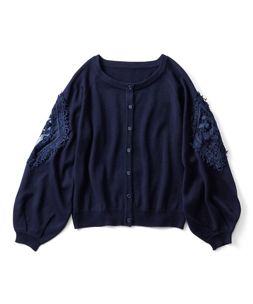 シロップ．（シロップ．）の「透け感がガーリーな　レース付きカーディガン（カーディガン/ボレロ・レディース・ネイビー/クリーム・SMALL/MEDIUM/LARGE/X-LARGE/XX-LARGE）」の10枚目の写真