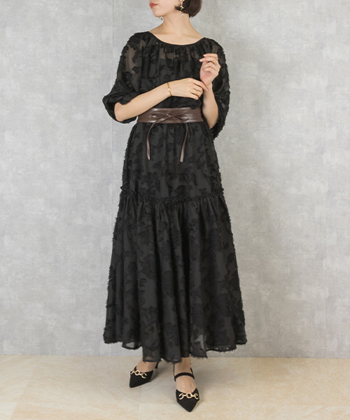 RANDA（ランダ）の「フリンジシフォンワンピース（ワンピース・レディース・クリーム/ブラック/グリーン・0/1）」の8枚目の写真