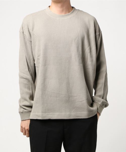 BACK NUMBER（バックナンバー）の「【BACK NUMBER】ヘビーウェイトワッフルロンT（Tシャツ/カットソー・メンズ・ホワイト/ベージュ/ケリーグリーン・M/L/XL）」の3枚目の写真