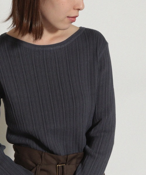 Cheek(チーク)の「ランダムリブニットプルオーバー(ニット/セーター・レディース・アイボリー/チャコールグレー/ダークブラウン/オレンジ・MEDIUM)」の2枚目の写真