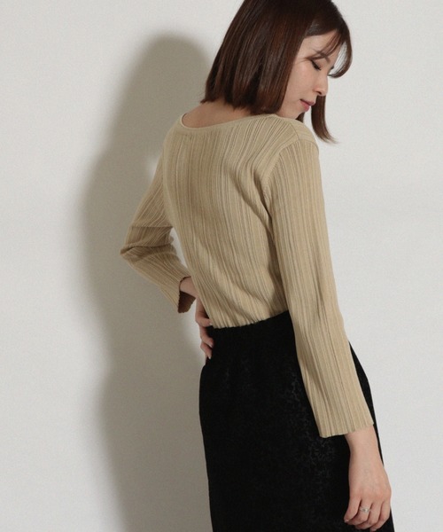 Cheek(チーク)の「ランダムリブニットプルオーバー(ニット/セーター・レディース・アイボリー/チャコールグレー/ダークブラウン/オレンジ・MEDIUM)」の1枚目の写真