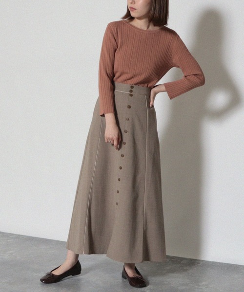 Cheek(チーク)の「ランダムリブニットプルオーバー(ニット/セーター・レディース・アイボリー/チャコールグレー/ダークブラウン/オレンジ・MEDIUM)」の10枚目の写真