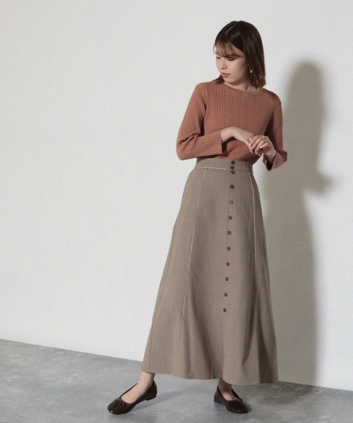 Cheek(チーク)の「ランダムリブニットプルオーバー(ニット/セーター・レディース・アイボリー/チャコールグレー/ダークブラウン/オレンジ・MEDIUM)」の12枚目の写真