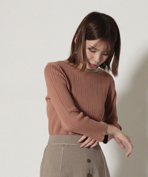 Cheek(チーク)の「ランダムリブニットプルオーバー(ニット/セーター・レディース・アイボリー/チャコールグレー/ダークブラウン/オレンジ・MEDIUM)」の18枚目の写真