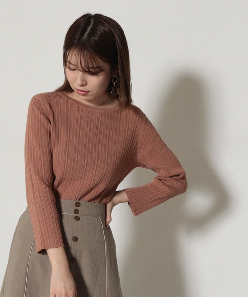 Cheek(チーク)の「ランダムリブニットプルオーバー(ニット/セーター・レディース・アイボリー/チャコールグレー/ダークブラウン/オレンジ・MEDIUM)」の17枚目の写真