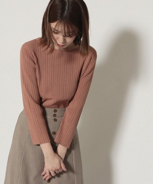 Cheek(チーク)の「ランダムリブニットプルオーバー(ニット/セーター・レディース・アイボリー/チャコールグレー/ダークブラウン/オレンジ・MEDIUM)」の16枚目の写真