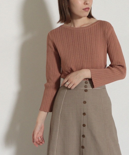 Cheek(チーク)の「ランダムリブニットプルオーバー(ニット/セーター・レディース・アイボリー/チャコールグレー/ダークブラウン/オレンジ・MEDIUM)」の14枚目の写真