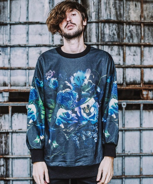 NO ID.（ノーアイディ）の「フラワープリントBIGスリーブPO（Tシャツ/カットソー・メンズ・ブルー/レッド/イエロー・ONE SIZE）」の2枚目の写真